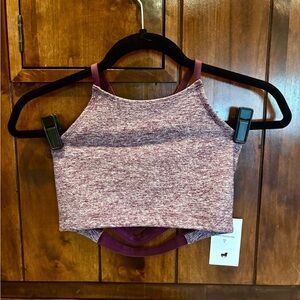 🧘 Honeycut brand Heathered Burgundy Crop Top, NWT